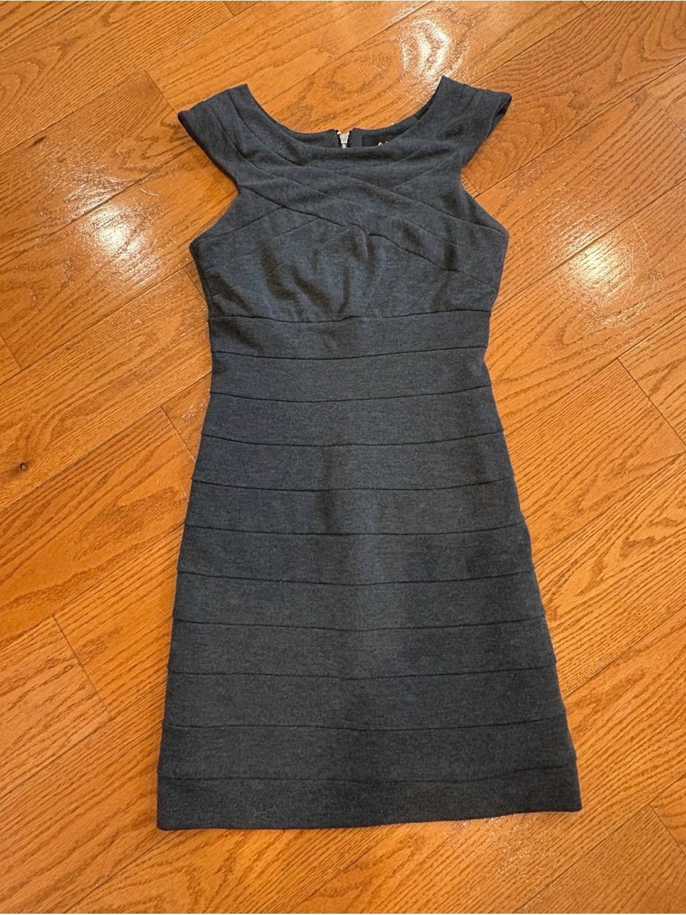 AX Paris Charcoal Gray Bandage Bodycon Dress US 8 Career Cocktail Date Night